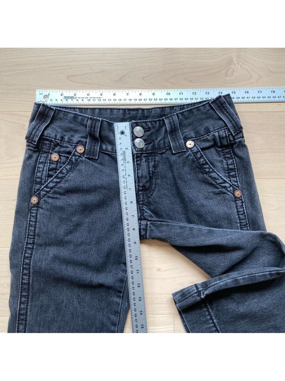 Rare True Religion Sammy crop Big T faded black capris pedal pusher pant size 28 - Picture 9 of 12